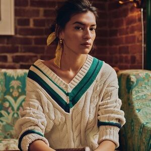 Banana Republic Athletics White Cricket Oversized Sweater